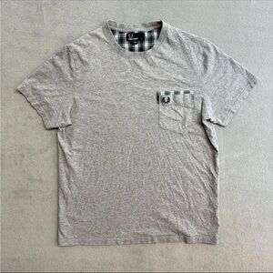 Fred Perry Heather Gray Tee with Checkered Pocket